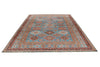 9x12 Blue and Multicolor Kazak Tribal Rug