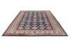 9x12 Navy and Ivory Kazak Tribal Rug