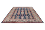 9x12 Navy and Ivory Kazak Tribal Rug