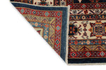 9x12 Navy and Ivory Kazak Tribal Rug