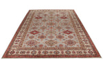 9x12 Light Gray and Ivory Kazak Tribal Rug