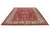 9x12 Red and Ivory Kazak Tribal Rug