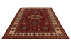 9x12 Red and Ivory Kazak Tribal Rug