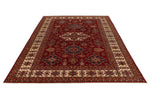 9x12 Red and Ivory Kazak Tribal Rug