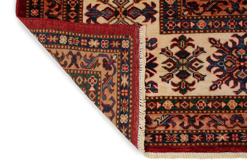 9x12 Red and Ivory Kazak Tribal Rug