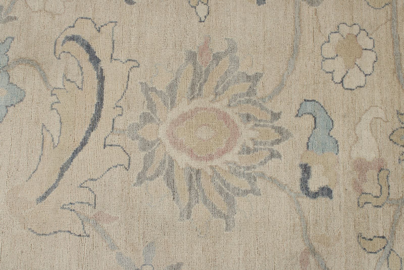 9x12 Beige And Blue Turkish Oushak Rug
