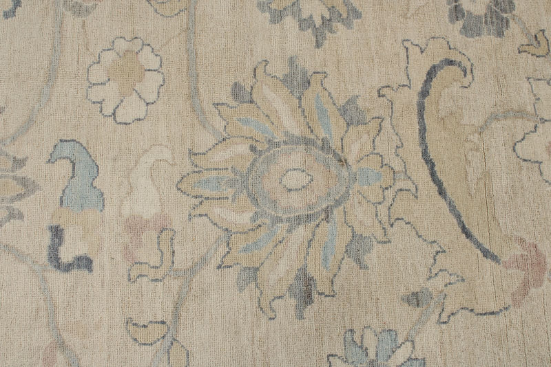 9x12 Beige And Blue Turkish Oushak Rug