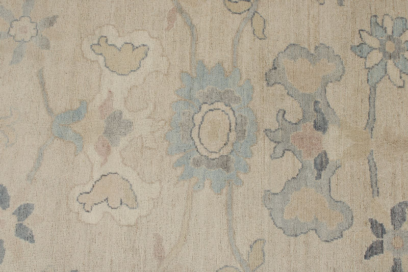 9x12 Beige And Blue Turkish Oushak Rug