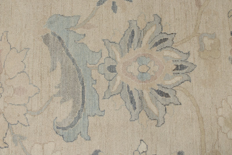9x12 Beige And Blue Turkish Oushak Rug