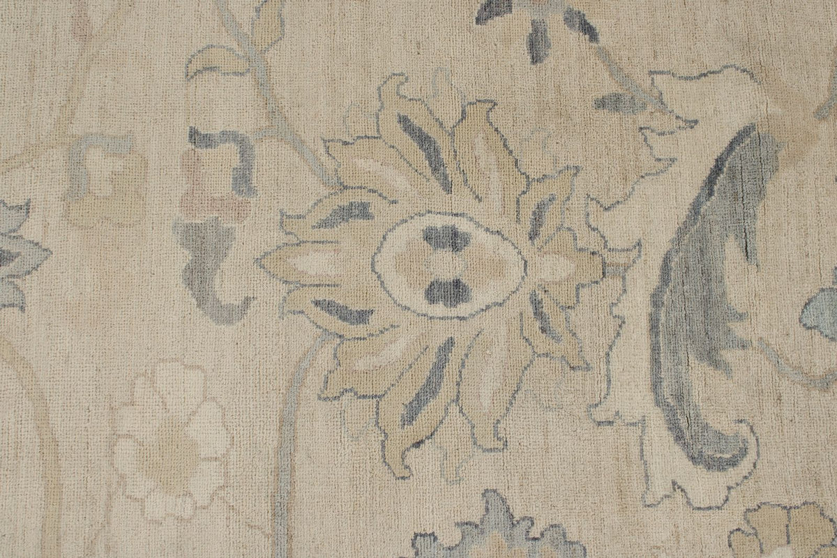 9x12 Beige And Blue Turkish Oushak Rug