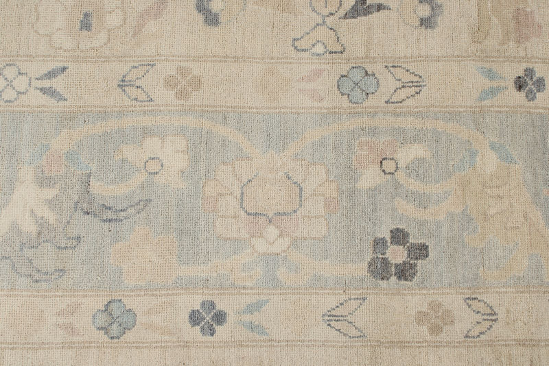 9x12 Beige And Blue Turkish Oushak Rug