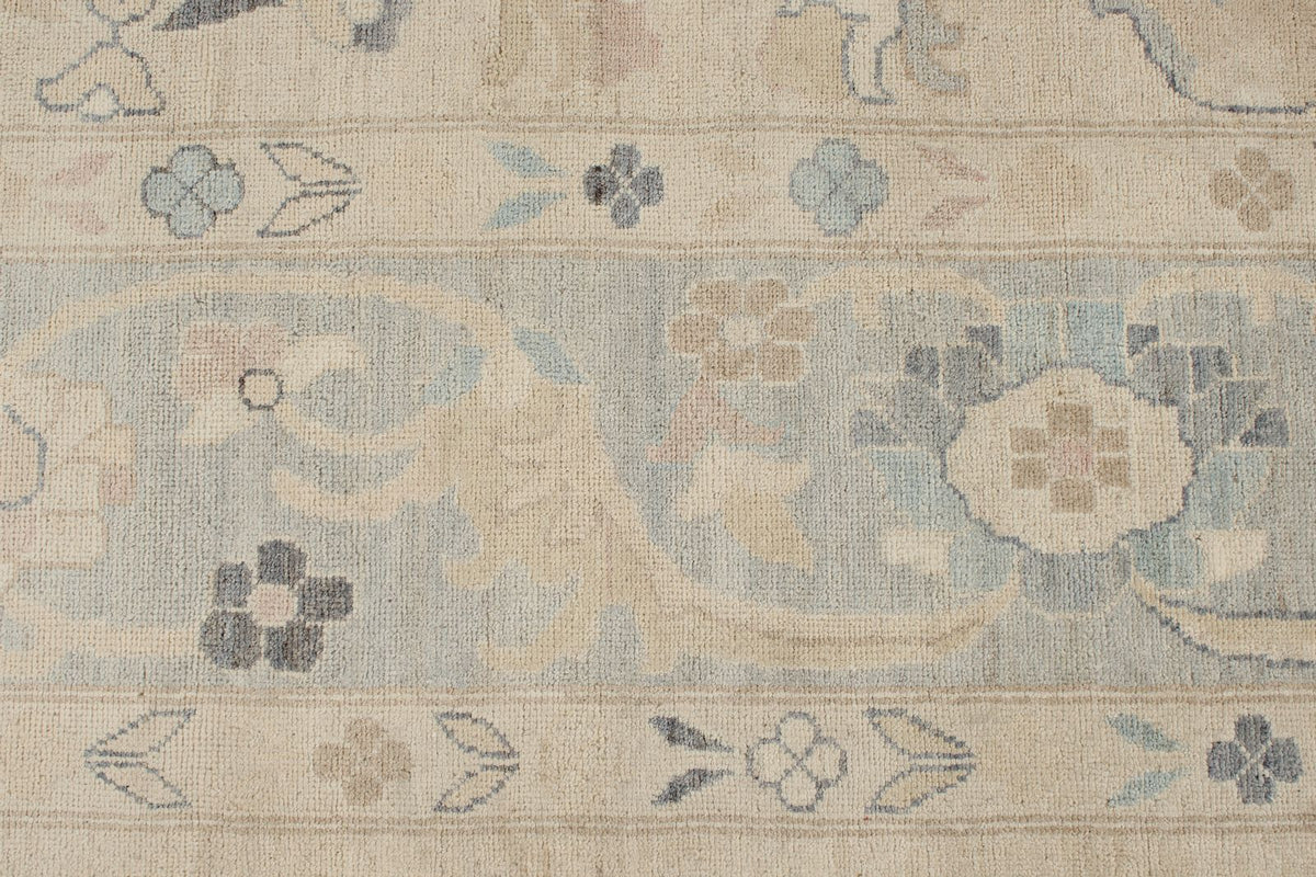 9x12 Beige And Blue Turkish Oushak Rug