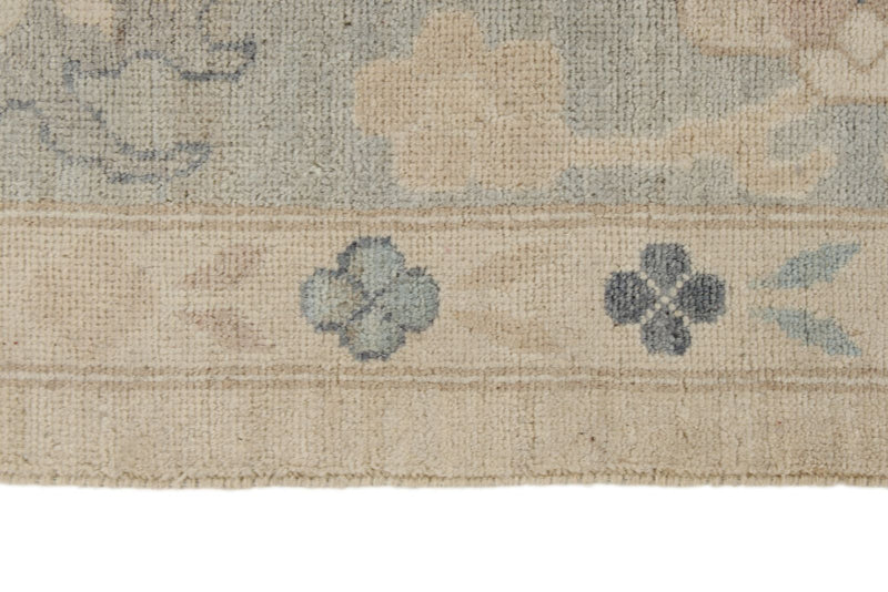 9x12 Beige And Blue Turkish Oushak Rug