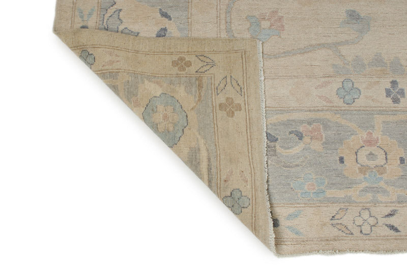 9x12 Beige And Blue Turkish Oushak Rug