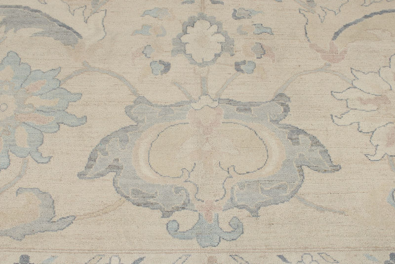 9x12 Beige And Blue Turkish Oushak Rug