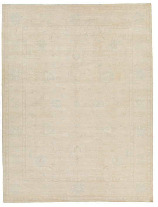 9x12 Ivory and Beige Turkish Oushak Rug