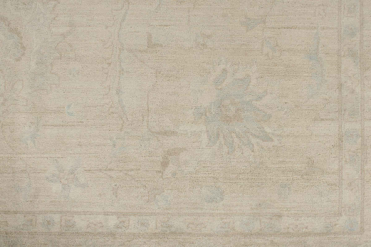 9x12 Ivory and Beige Turkish Oushak Rug
