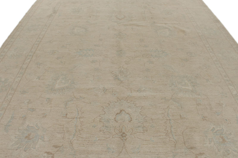 9x12 Ivory and Beige Turkish Oushak Rug