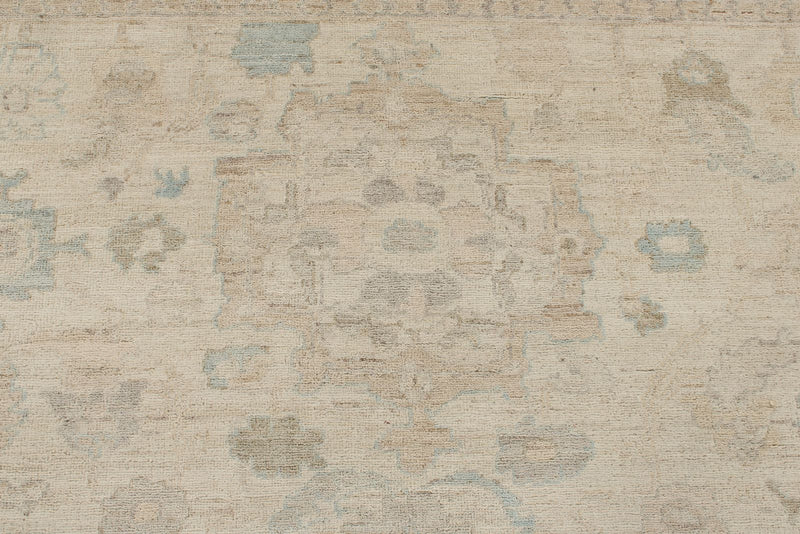 9x12 Ivory and Beige Turkish Oushak Rug