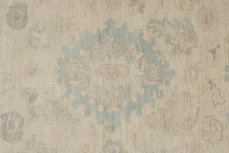 9x12 Ivory and Beige Turkish Oushak Rug