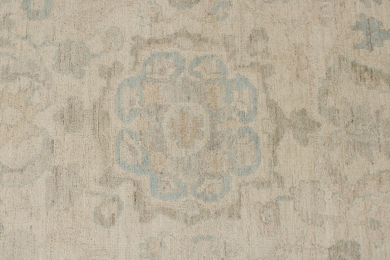 9x12 Ivory and Beige Turkish Oushak Rug
