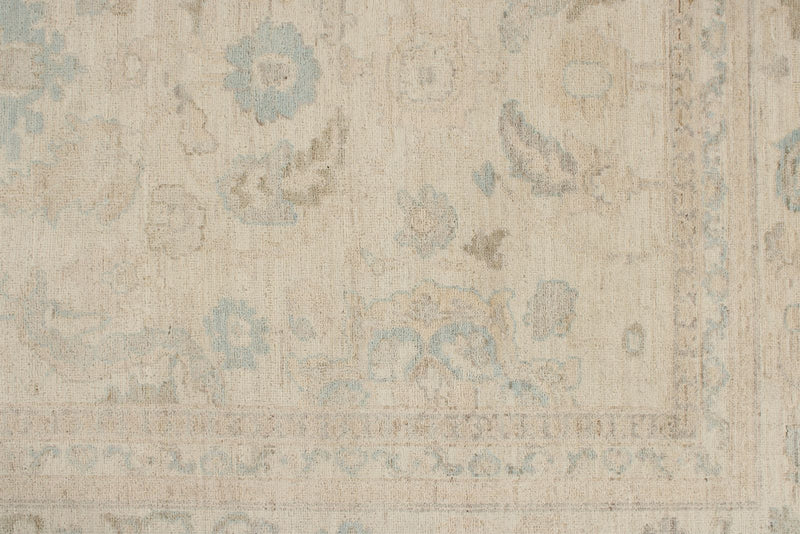 9x12 Ivory and Beige Turkish Oushak Rug