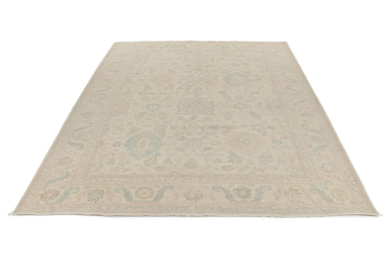 9x12 Ivory and Beige Turkish Oushak Rug