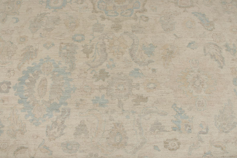 9x12 Ivory and Beige Turkish Oushak Rug