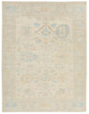 9x12 Beige And Blue Turkish Oushak Rug