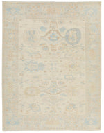 9x12 Beige And Blue Turkish Oushak Rug