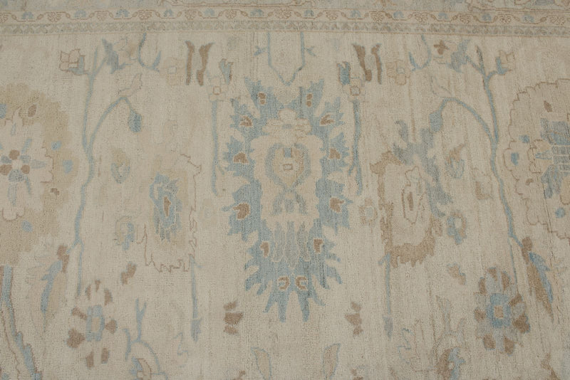 9x12 Beige And Blue Turkish Oushak Rug