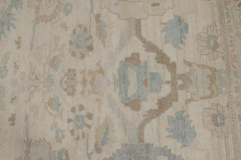 9x12 Beige And Blue Turkish Oushak Rug