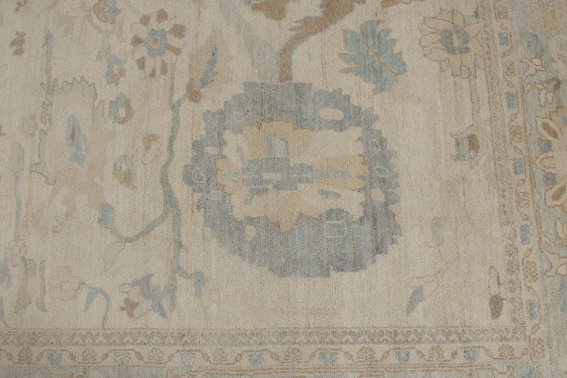 9x12 Beige And Blue Turkish Oushak Rug