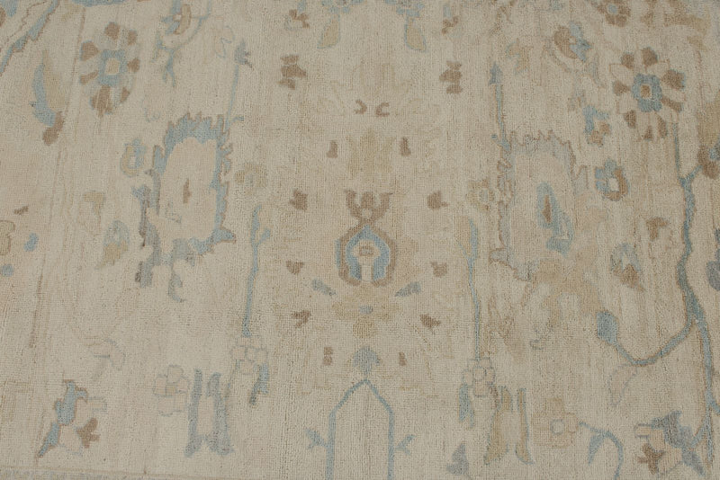 9x12 Beige And Blue Turkish Oushak Rug