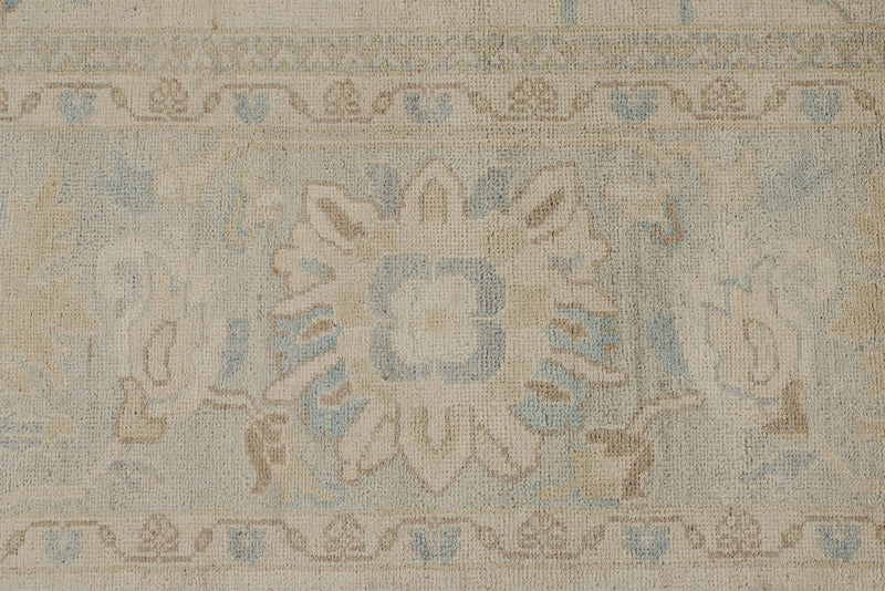 9x12 Beige And Blue Turkish Oushak Rug