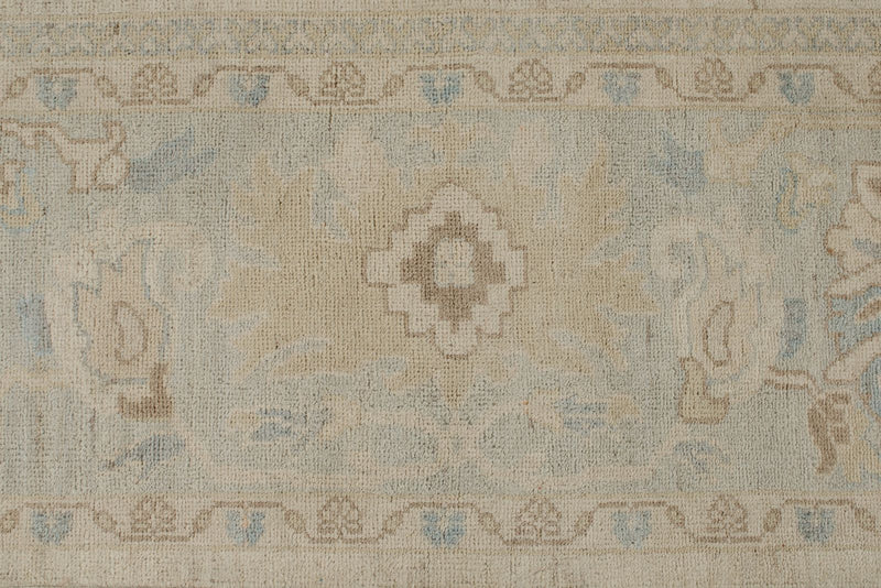 9x12 Beige And Blue Turkish Oushak Rug