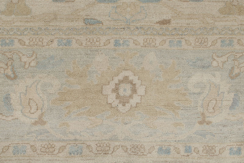 9x12 Beige And Blue Turkish Oushak Rug