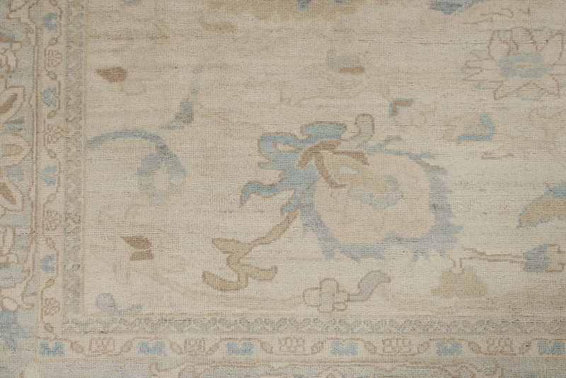 9x12 Beige And Blue Turkish Oushak Rug