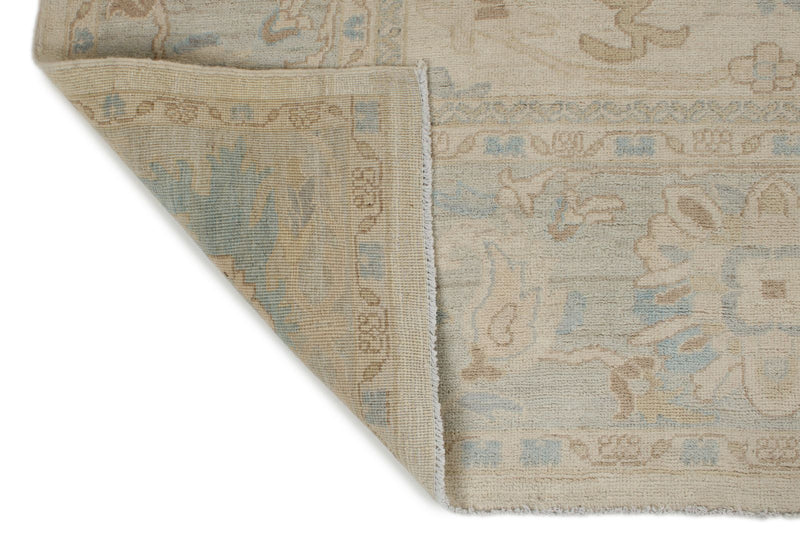 9x12 Beige And Blue Turkish Oushak Rug