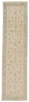 4x16 Ivory and Blue Turkish Oushak Runner