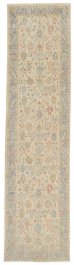 4x16 Ivory and Blue Turkish Oushak Runner