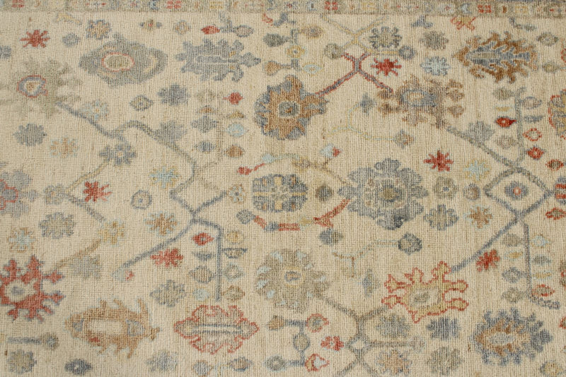 4x16 Ivory and Blue Turkish Oushak Runner