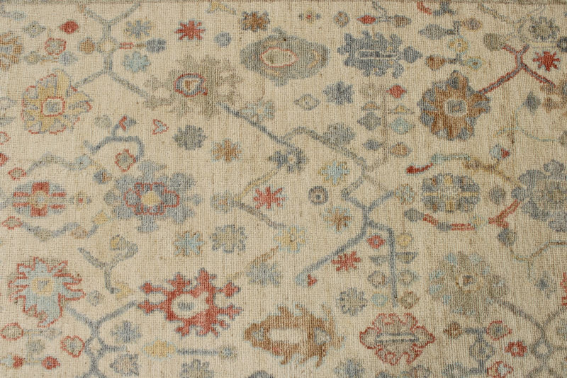 4x16 Ivory and Blue Turkish Oushak Runner
