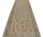 4x16 Ivory and Blue Turkish Oushak Runner