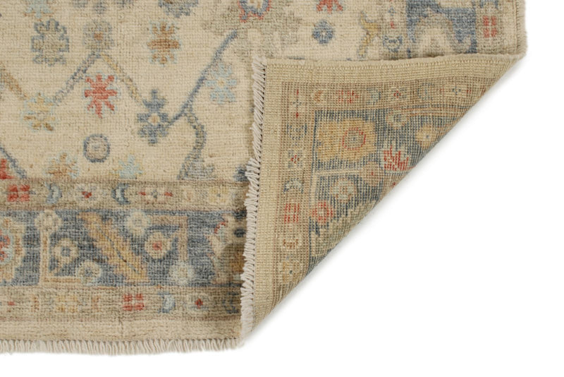 4x16 Ivory and Blue Turkish Oushak Runner