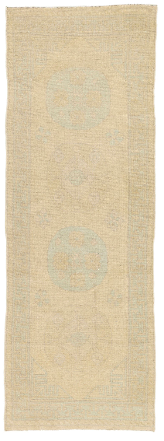 3x8 Blue and Ivory Turkish Tribal Runner