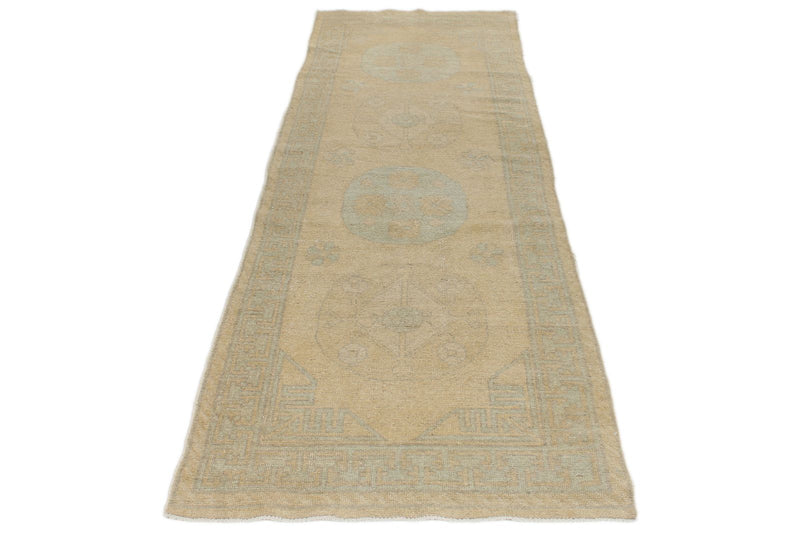 3x8 Blue and Ivory Turkish Tribal Runner