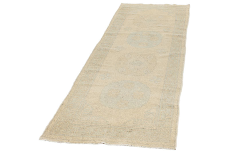 3x8 Blue and Ivory Turkish Tribal Runner