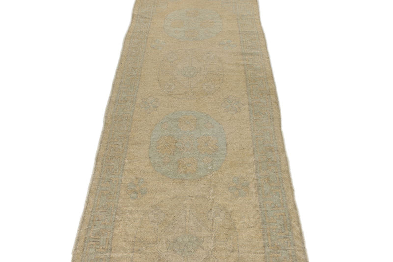 3x8 Blue and Ivory Turkish Tribal Runner