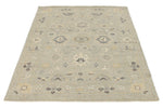 4x6 Ivory and Multicolor Turkish Oushak Rug